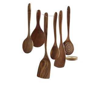 FOOD Natural Teak Or Acacia Wooden <b>Kitchen</b> <b>Utensils</b> Set With Spoon Rest Wooden Cooking Spoons Set and <b>Utensils</b> <b>Holder</b> - Product Image 5