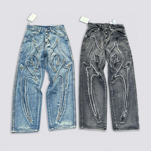 Nouveau Jean Baggy Tendance Personnalisé avec Logo Respirant pour Femmes – Pantalon Large en Gros pour Dames en Quantité Importante - Product Image 1