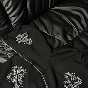 Sudadera con Capucha Negra Extra Grande para Hombre, con Cierre Frontal, Tejida en Poliéster, Estilo Urbano, Transpirable, 300g, para Invierno - Product Image 3