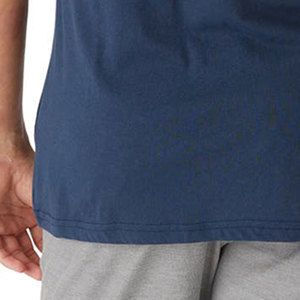 Men's <b>Navy</b> Blue Striped Breathable 100% Polyester Embroidery Gym Casual Knitted O-Neck Tank <b>Top</b> Sleeveless - Product Image 5