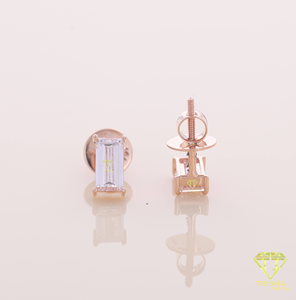Emerald Cut Moissanite Diamond <b>Stud</b> Earrings 925 Sterling <b>Silver</b> Rose Gold Plated Solitaire Earrings For Women Fine Jewelry - Product Image 4
