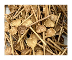 Cuillère à café rustique en bois naturel, cuillère à thé, cuillère à expresso, agitateur à café, ustensiles de cuisine faits à la main - Product Image 2