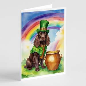 Whimsical Boykin Spaniel St Patrick's Day Greeting Cards Pack of 8 A7 Size <b>5x7</b> Blank Note Cards with <b>Envelopes</b> - Product Image 1