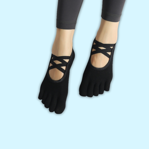 Special Summer Indoor Sports <b>Socks</b> Women's Five <b>Finger</b> Non-slip <b>Socks</b> Floor Dance Yoga <b>Socks</b> with Double Cross Strap - Product Image 1