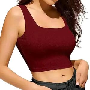 Hot Sale Wholesale Workout Crop <b>Top</b> Breathable Solid Women's <b>Summer</b> Slim Fit <b>Sleeveless</b> Vest Stand Collar Thin Knitted From BD - Product Image 1