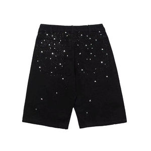 Shorts en jean délavé surdimensionnés à taille haute pour homme, style streetwear, avec broderie - Product Image 4