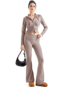 Conjunto Deportivo de Dos Piezas para Mujer, Pantalones Deportivos de Punto, Talla Grande, Casual, con Capucha, para Invierno y Otoño, 100% Nailon - Product Image 6