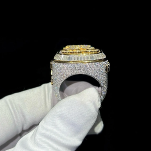 Moissanite Mens Statement <b>Ring</b> Iced Out Hip Hop Luxury Gold Tone Custom <b>Name</b> <b>Ring</b> Fashion Jewelry Gift - Product Image 4