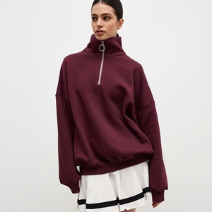 <b>Women's</b> Autumn Winter Oversized <b>Half</b> <b>Zip</b> Pullover <b>Sweatshirt</b> Stand Collar Long Sleeve Casual Sports Hoodie Breathable Solid - Product Image 4