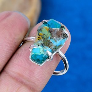 Anillos de Plata de Ley 925 con Turquesa Natural en Forma de Ataúd - Product Image 3