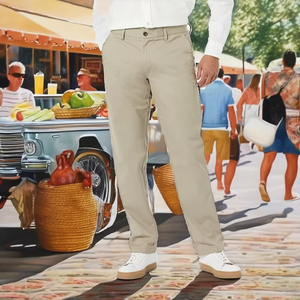 Pantalones Chinos Lisos para Hombre 2026, Hechos a Medida, Corte Slim Fit, Casuales, 100% Algodón, Color Caqui - Product Image 5