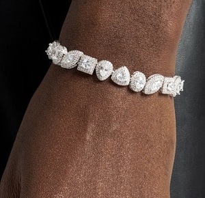 Women's 925 <b>Silver</b> Moissanite Tennis <b>Bracelet</b> Heart Cut Prong Setting Luxury Wedding Jewelry <b>Bracelets</b> - Product Image 1