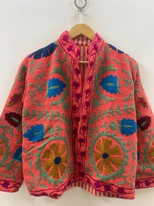 Chaqueta Bohemia con Cuello Mandarín y Bordado Floral para Mujer, Chaqueta Corta de Algodón, Ropa Exterior Informal de Primavera, Manga Tres Cuartos - Product Image 3