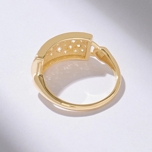 Bague signet pour femme en or jaune 14K avec diamants, pavée, forme rectangulaire, style cluster, bijou délicat et élégant, cadeau - Product Image 6