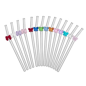 Pailles en verre en forme de nœud, en verre borosilicate transparent de haute qualité, colorées et fraîches - Product Image 1