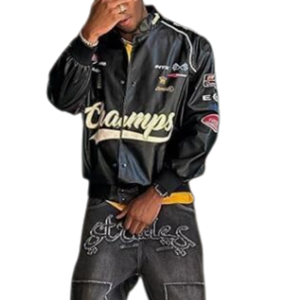Custom Logo Varsity Jacket <b>Men</b> Windproof Hip Hop Racing Jacket Unisex Streetwear Coat - Product Image 3