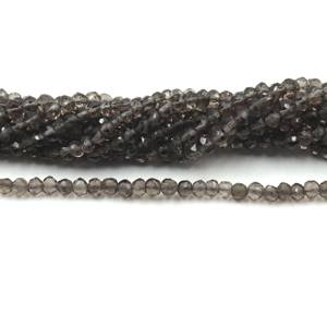 Cuentas Facetadas Redondas/Rondelle de Cuarzo Ahumado Natural Marrón AAA de Alta Calidad, Perforadas en el Centro, de 3-4 mm, 13 Pulgadas, para la Fabricación de Joyas - Product Image 5