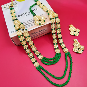 Ensemble de collier long en or plaqué or avec pierres autrichiennes et perles, collection de bijoux de mode exquis pour les occasions festives - Product Image 2