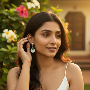 Handmade Stylish Designer Green Onyx & Diamond Drop Earring Luxury Jewelry For Women And Girls Wear In Wedding Party - Product Image 5