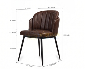 Silla de Comedor Moderna de Metal con Respaldo Sólido, Diseño Confortable, Acabado Marrón para Muebles de Comedor - Product Image 5