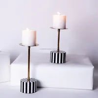 Support de bougie en résine géométrique de style nordique, fait à la main, noir, blanc, or, avec revêtement en poudre, pour mariage, Noël, décoration de la maison