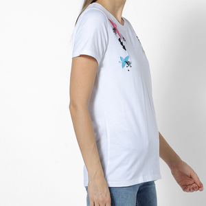 T-shirt décontracté en jersey blanc brodé de fleurs à manches courtes et col rond pour femme – Collection Printemps-Été - Product Image 1