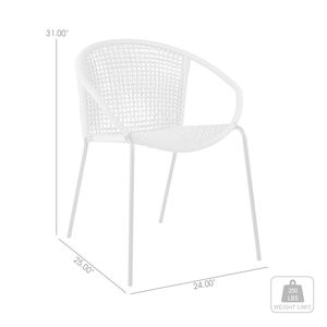 Ensemble de 2 chaises de salle à manger empilables, intérieur/extérieur, en acier, avec corde noire - Product Image 4