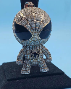 Colgante VVS Moissanite Iced Out con diseño de máscara de telaraña, colgante de plata 925, estilo Hip Hop, colgante de Spiderman de dibujos animados con brillo, estilo rapero, para hombre - Product Image 1