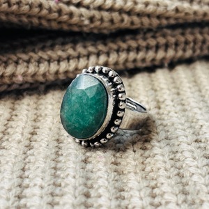 Green onyx <b>Ring</b> <b>Boho</b> Brass <b>Ring</b> for Women Vintage Brass <b>Ring</b> Oxidized Silver <b>ring</b> Bedded <b>ring</b> for women - Product Image 1