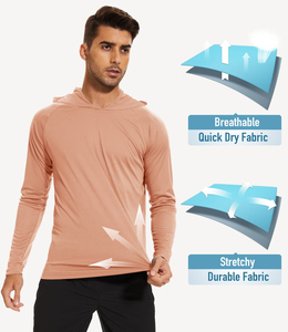 T-shirts de pêche à manches longues pour hommes, protection solaire UPF 50+, couleur unie, à capuche, performance athlétique, anti-UV - Product Image 5