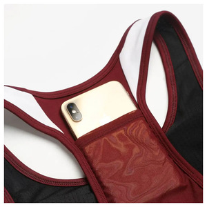 Womens Burgundy Racer back Sports <b>Bra</b> <b>Open</b> Back Yoga Running Fitness Workout Crop Top Breathable Activewear Training Wear - Product Image 5