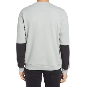 Sweat-shirt à col rond gris clair pour homme, coupe classique, tricoté, respirant, style décontracté d'automne, 100% coton, avec poche - Product Image 3