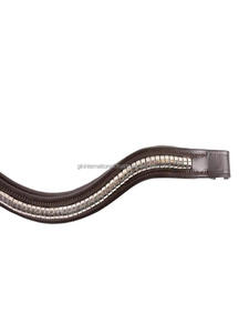 Nouvelle conception, vente en gros, bandeau de tête de cheval en cuir noir italien avec une chaîne dorée ou argentée incrustée, bandeau de tête de bride - Product Image 3