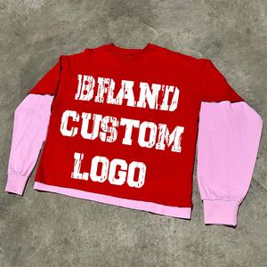 Camiseta de Manga Corta Oversize para Hombre, Estilo Vintage, Lavado Ácido, Doble Capa, 100% Algodón, Transpirable, Efecto Desgastado por el Sol, con Logotipo Personalizado OEM - Product Image 1