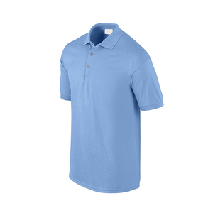 Men's Light <b>Blue</b> Short Sleeve Pique Cotton <b>Polo</b> <b>Shirt</b> Casual Breathable Knitted Solid Color Regular Fit - Product Image 2