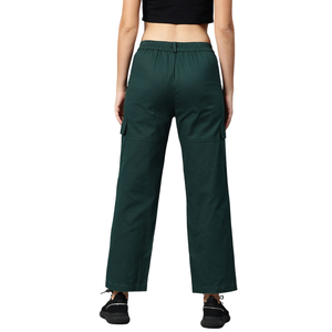 Pantaloni <span class=keywords><strong>Cargo</strong></span> <span class=keywords><strong>Verdi</strong></span> da <span class=keywords><strong>Donna</strong></span> a Vita Media, Lunghezza alla Caviglia, Vestibilità Regolare con Tasche, Stile Casual Estivo in Tessuto Traspirante - Product Image 5