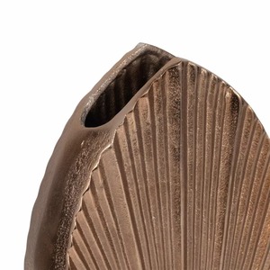 Formscape Modern Bronze <b>Vase</b> With <b>Ribbed</b> Texture 12x8x3 Inch Handmade Decorative Flower Holder - Product Image 2