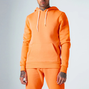 Unisex Orange Hooded Tracksuit Solid Color Short Sleeve Casual Sweatshirt Pants Set Windproof Streetwear Lightweight Loose Fit - Product Image 5
