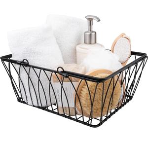 Panier de rangement en fil métallique de qualité supérieure avec poignées en bois pour buanderie - Product Image 1