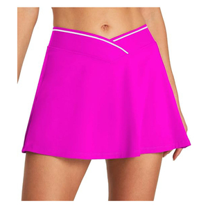 Jupe courte trapèze unie pour femme, style sportif, respirante, taille normale, rose, 100 % polyester, tissu tissé, 2026 - Product Image 1