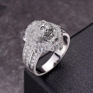 Bague tête d'animal personnalisée en argent sterling 925 avec diamant moissanite, bijoux hip hop pour homme - Product Image 1
