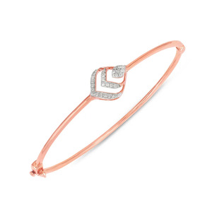 Nested Arrowhead Leaf Diamond Accent <b>Bangle</b> <b>Bracelet</b> - Product Image 4