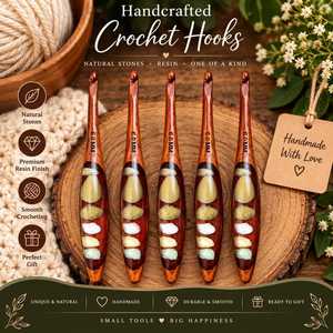 Crochets à crochetage en bois faits à la main, durables, avec poignées en résine colorées et solides, 3,5 mm-6 mm, outils de tricot pour l'artisanat DIY, la curiosité artisanale et l'art populaire - Product Image 1