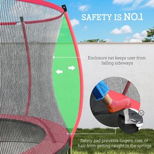 Trampoline d'extérieur rouge de 3 m approuvé ASTM avec filet de sécurité et poteaux incurvés pour sauteurs et rebondisseurs - Product Image 3