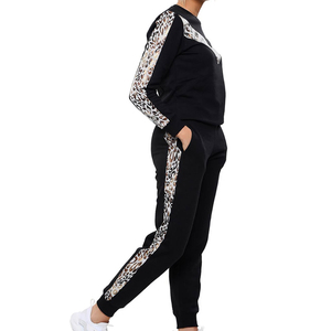 Survêtement unisexe noir uni avec fermeture éclair, manches longues, coupe classique, décontracté, pour l'automne, en polyester/coton écologique, poids moyen - Product Image 2