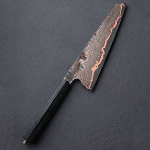 Couteau utilitaire de cuisine extérieur sur mesure en cuivre à motif damas avec manche en bois renforcé pour le camping et les services de restauration - Product Image 5