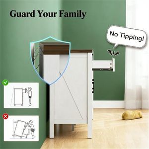White Side Panel Storage Cabinet Buffet and Cutlery Organizer <b>TV</b> <b>Stand</b> Accessory - Product Image 4