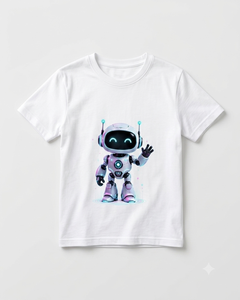 T-shirt en coton respirant à manches longues pour homme, imprimé avec un personnage de robot mignon, style décontracté, design de logo sur le devant - Product Image 1