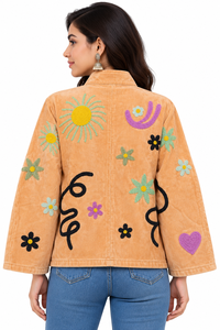 Luxury Hand Embroidered Velvet Jacket Boho Statement Bomber Stand Collar Unique Festival Gift Maria Garments From Rajasthan - Product Image 6