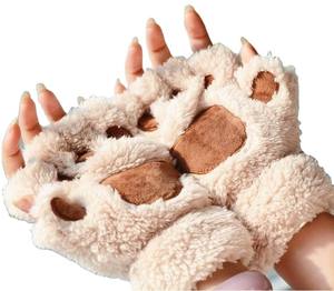 ถุงมือขนนุ่มรูปอุ้งเท้าแมวน่ารักแบบครึ่งนิ้ว รุ่นใหม่ปี 2026 สำหรับขายส่ง ใช้งานได้ทุกวันในฤดูหนาว เหมาะสำหรับเด็กผู้หญิงและผู้หญิงทั่วไป รองรับหน้าจอสัมผัส - Product Image 2